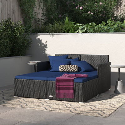 Beachcrest Home Bousquet 72 Wide Outdoor Wicker Patio Daybed with Cushions Reviews Wayfair